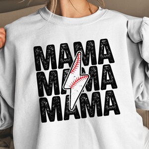 Baseball Mama PNG, Blitz Mama Sublimationsdatei, digitale Heat Transfer Design, Softball Varsity Muttertag SVG, Instant Download