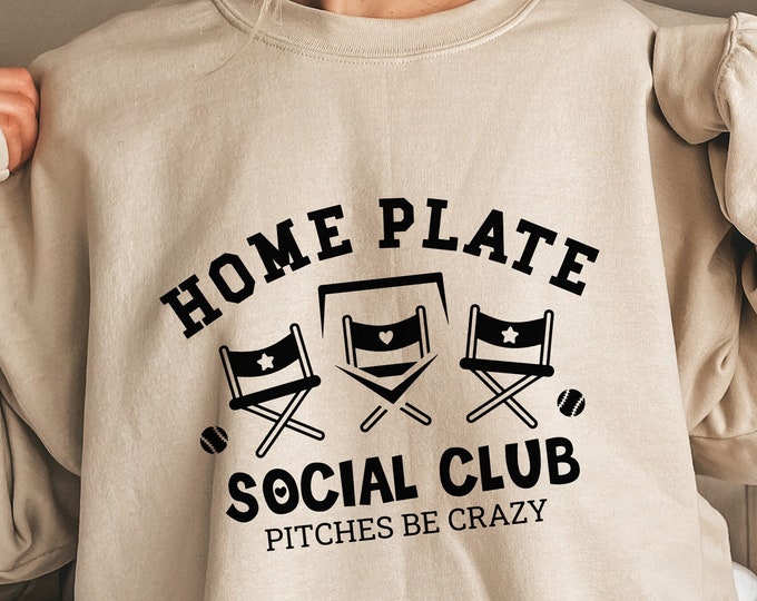 Home Plate Social Club SVG/PNG, Baseball Mom & Mama Sublimation, Pitches Be Crazy Softball T-Shirt Design, Digital Download for Cricut