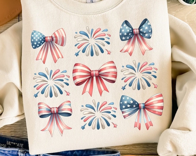 Coquette 4th of July Fireworks PNG, Patriotic & American Girly Designs, Country Western, Trendy Ribbon Sublimation, Independence Day