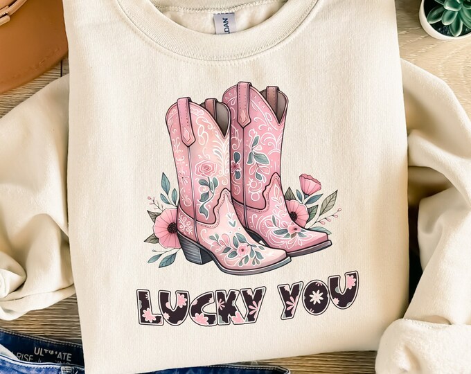 Lucky You Western Sublimation Bundle, Cowgirl PNG, Cowboy Boots, 90s cowboy boots Baby sublimation, Countryside Instant Download