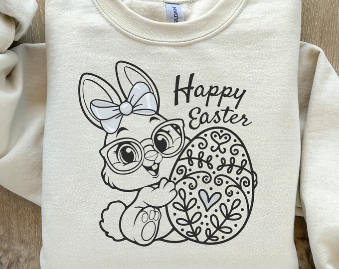 Cute Easter Bunny Peeps PNG for Sublimation & Tee Designs, Adorable Rabbit with Easter Eggs Clipart, Vintage  Groovy Easter Printable