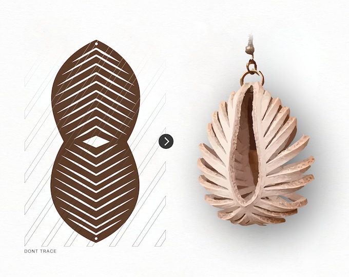 Sculpted Earring SVG, Leather Twisted SVG, Pendant SVG Tridimensional Earrings dxf 3D Leather Jewelry Laser Cut Template Commercial Use