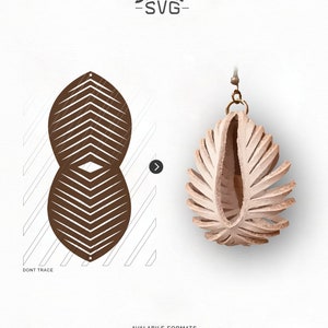 Sculpted Earring SVG, Leather Twisted SVG, Pendant SVG Tridimensional Earrings dxf 3D Leather Jewelry Laser Cut Template Commercial Use