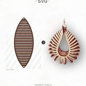 Orecchino scolpito SVG, pelle intrecciata SVG, ciondolo SVG orecchini tridimensionali dxf 3D gioielli in pelle modello tagliato al laser uso commerciale