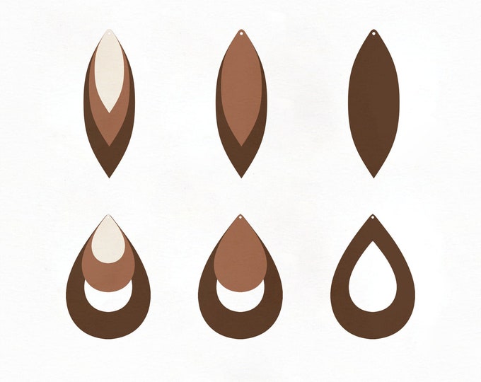 Stacked Earrings SVG -  Leather Earrings Template SVG - Tear Drop svg - Pendant svg - Leather Earring - Cricut svg Template - Silhouette
