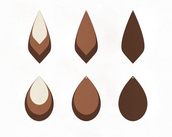 Stacked Earrings SVG -  Leather Earrings Template SVG - Tear Drop svg - Pendant svg - Leather Earring - Cricut svg Template - Silhouette