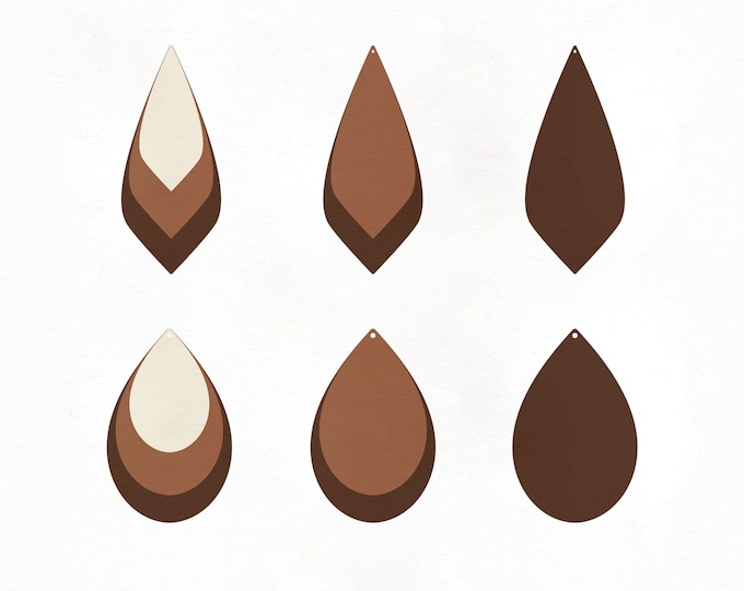 Stacked Earrings SVG -  Leather Earrings Template SVG - Tear Drop svg - Pendant svg - Leather Earring - Cricut svg Template - Silhouette