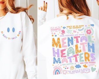 Mental Health Inspirational PNG Sublimation Design, Affirmations, Be Kind to Your Mind, You Are Enough, Self Love, Therapist PNG, Awareness