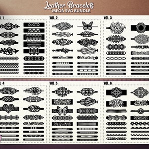 Pulsera de cuero SVG - MEGA Bundle - Pulsera de puño - Pulsera de cuero - Plantilla de corte - Plantillas de joyería de cuero Archivos de corte DXF láser