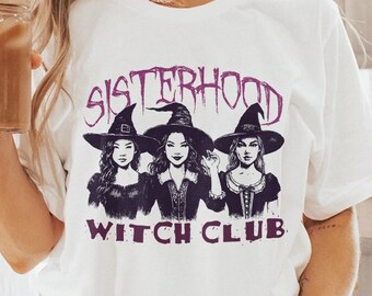 Sisterhood Witch Club PNG, Retro Halloween, Spooky Season, Gothic, Witchy, Coquette, Digital Sublimation Design for Girls
