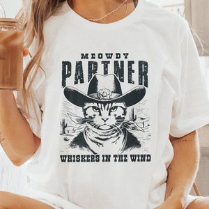 Meowdy Partner Western Katze PNG, lustige Katze Png, Retro Western Katzendesign, Cowboy Katze Png, Punny, Katze Meme, Vintage Katze, Trendige Katze Herunterladen