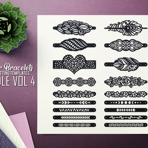 Leather Bracelet SVG - VOL 4 Bundle -  Cuff Bracelet - Leather Bracelet - Cutting Template - Leather Jewelry Templates Cut Files Laser DXF