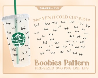 Boobs Pattern SVG for Starbks Venti Cold Cup 24 oz • Custom full wrap SVG for Coffee Cup • digital files dxf eps png • Cricut • Silhouette