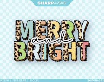 Merry and Bright PNG - Christmas Sublimation Prints - Christmas Transparent Sublimation Designs - Merry and Bright - Sublimation Epson