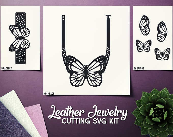 Leather Kit SVG - Earrings Bracelet Necklace -  VOL 11 - Cricut Files - Cutting Template - Leather Jewelry Templates Cut Files Laser DXF