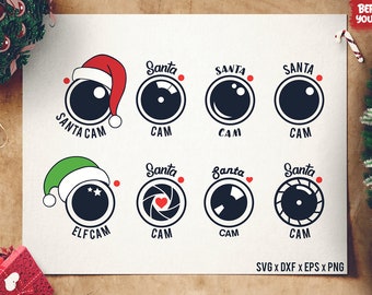 Santa Cam SVG - Santa Cam Cut File - Santa Camera SVG - Christmas Cam SVG - Christmas Ornaments Silhouette Cut File - Cricut cut files