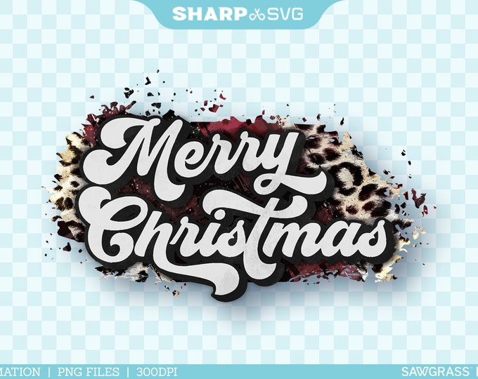 Merry Christmas PNG Patterns - Leopard Sublimation Prints - Leopard Christmas Sublimation - Hand Drawn Watercolor - Sublimation Epson