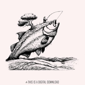 Sublimación de pesca PNG, Arte de pesca de lubina, Pez esqueleto PNG, Diseño de pez perca americana, Diseño divertido de pesca, Pescador PNG, Camiseta de pesca