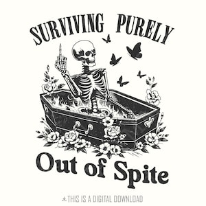Puur uit pure vorm overleven png, grappig skelet png, sarcastisch snarky, heks png, gothic png, grappig volwassen png, Halloween-ontwerp, spookachtig