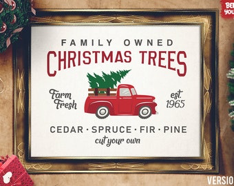 Christmas Tree Truck SVG - Red Tree Truck Sign SVG - DXF - Silhouette Cameo - Holiday Truck svg - Cut Files for Cricut - Silhouette cut file