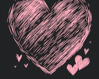 Pink Scribble Heart PNG, Hand-Drawn Heart Clipart, Cute Digital Download, Valentine’s Day Sublimation, Minimalist Heart Design Art