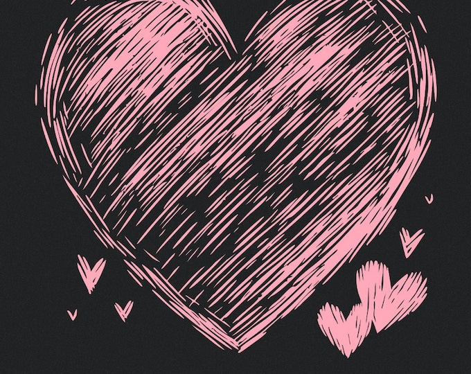 Pink Scribble Heart PNG, Hand-Drawn Heart Clipart, Cute Digital Download, Valentine’s Day Sublimation, Minimalist Heart Design Art