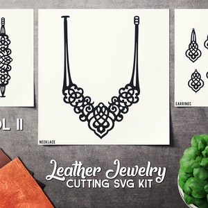 Leather Kit SVG - Brincos Pulseira Colar - VOL 2 - Arquivos Cricut - Molde de Corte - Moldes de Joias de Couro Arquivos de Corte Laser DXF