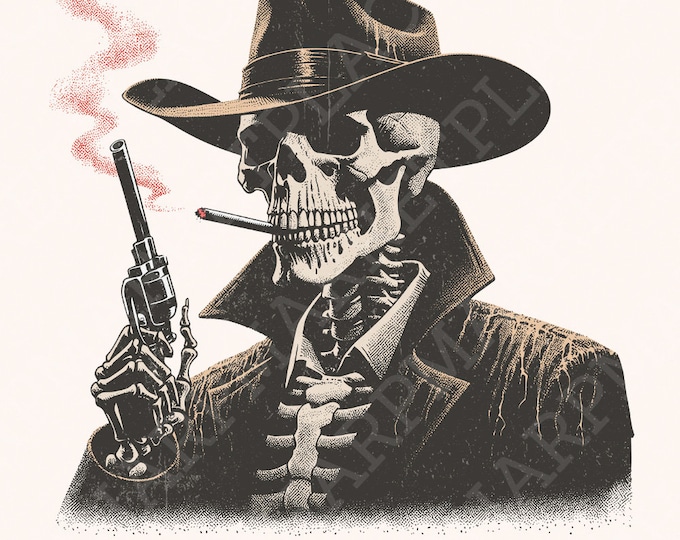 Cowboy Skeleton Western Sublimation, PNG Digital Download, T-shirt Design, Halloween, Vintage Inspired, Western Skeleton png, Howdy png