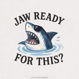 Impression d'art requin drôle, t-shirt graphique original PNG, déco pour les amoureux de la vie marine, humour requin mâchoire, téléchargement humour créature marine, art mural original