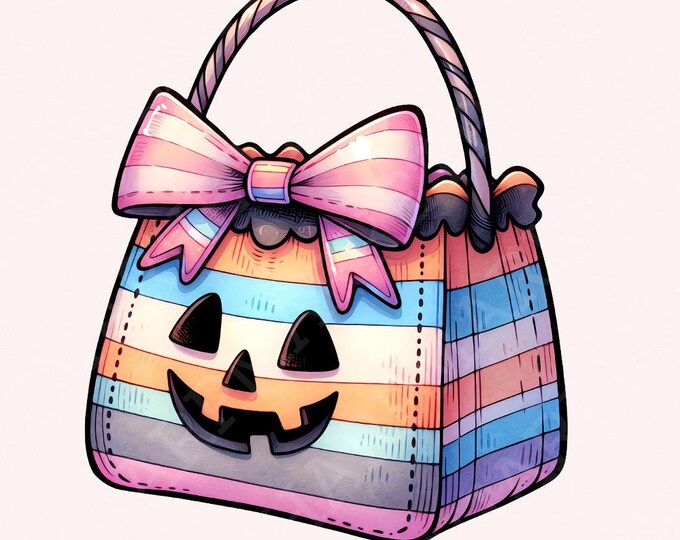 Pastel Pumpkin PNG, Halloween Design, Fall PNG, Trendy Fall Design, Coquette, Aesthetic PNG, Autumn Sublimation, Jack o Lantern, Pink Bow