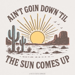 T-shirt PNG rétro désert, coucher de soleil chemise western, cactus PNG en téléchargement numérique, T-shirt été country