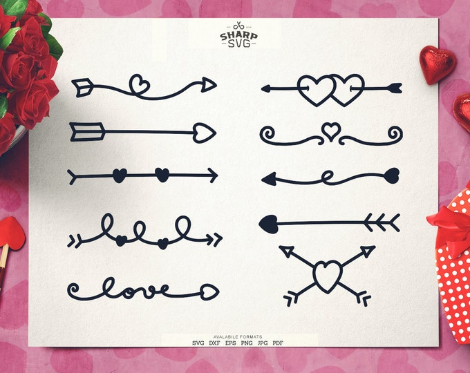 Valentine Arrows SVG | Cupid Arrow SVG | Valentine's Day Quotes svg - Cricut svg files - Silhouette cut files BUNDLE