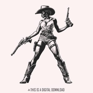 Cowgirl rétro PNG, téléchargement numérique Western Wild West, conception de ferme vintage cowboy, sublimation de Style country, bohème rustique