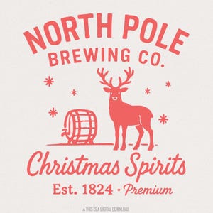 Spiriti natalizi della North Pole Brewing Co. PNG, Renna in vacanza PNG, Bar di Natale vintage, Divertente design di sublimazione natalizia, Istantaneo