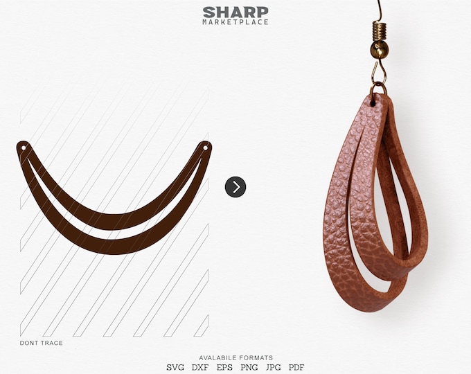 Sculpted Earring SVG, Leather Twisted SVG, Pendant SVG Tridimensional Earrings dxf 3D Leather Jewelry Laser Cut Template Commercial Use