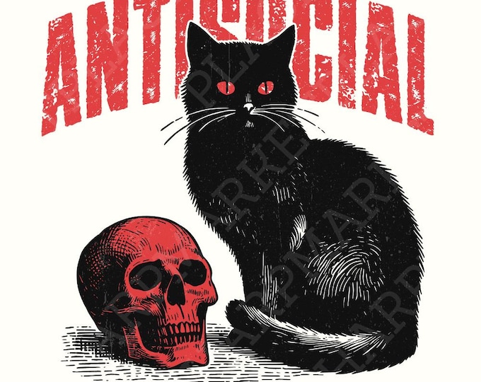 Antisocial Cat PNG, Retro Vintage T-Shirt Graphic, Transparent Digital Download, Self Care Sublimation Design, Introvert png, Commercial Use
