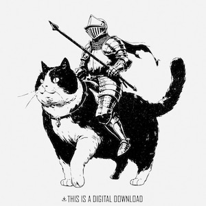 Chevalier chat Fantasy Art PNG, conception d'art médiéval, art sombre, chaton mignon, fairycore, chemise meme, amoureux des chats rétro, cadeau drôle pour elle