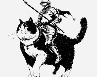 Knight Cat Fantasy Art PNG, Medieval Art Design, Dark Art, Cute Kitten, Fairycore, Meme Shirt, Retro Cat Lover, Funny Gift For Her