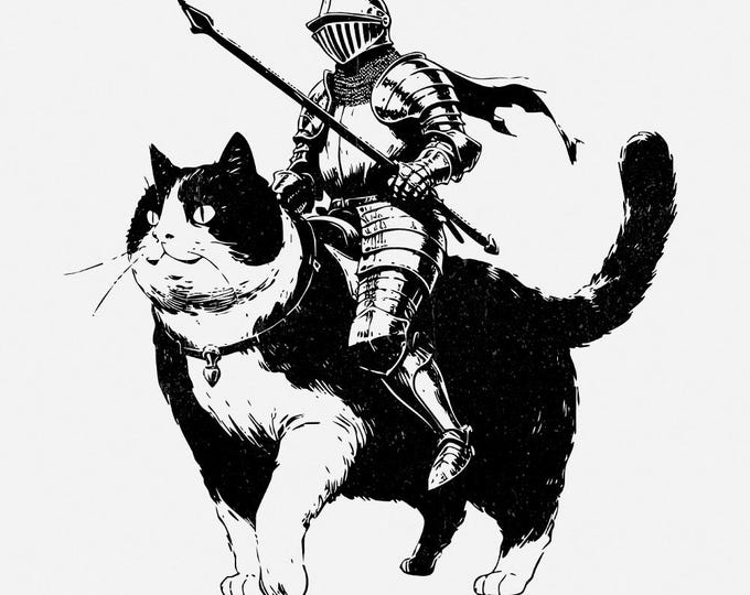 Knight Cat Fantasy Art PNG, Medieval Art Design, Dark Art, Cute Kitten, Fairycore, Meme Shirt, Retro Cat Lover, Funny Gift For Her