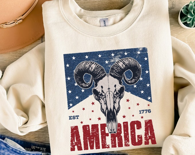 Western Bull Skull American Flag PNG, 4th of July Sublimation Design, Patriotic Independence Day Digital Download, Country Western July 4th