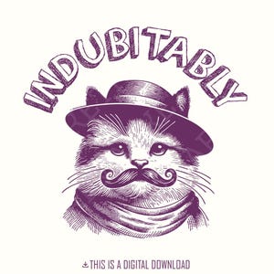 Zweifellos niedliche Vintage Gentleman Katze, Kätzchen, Kätzchen, Sofort Download, niedliche Katze png, Monokel tragen Tiere