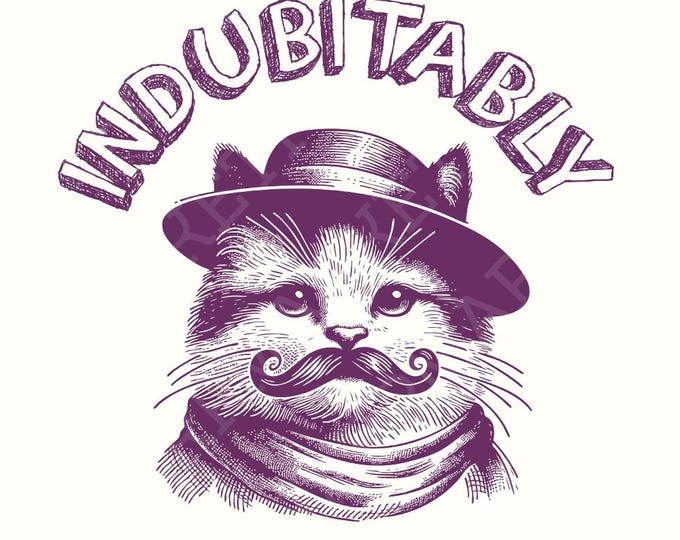 Indubitably Cute Vintage Gentleman cat, Handdrawn Style kitty, kitten, Instant Download, Cute cat png, Monocle Wearing Animals