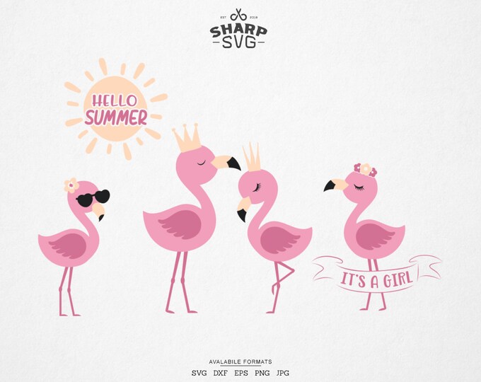 Flamingo SVG - Flamingo Bundle SVG - Cute Summer SVG - Layered Flamingo - Summer Beach Craft - For Cricut, Silhouette and more