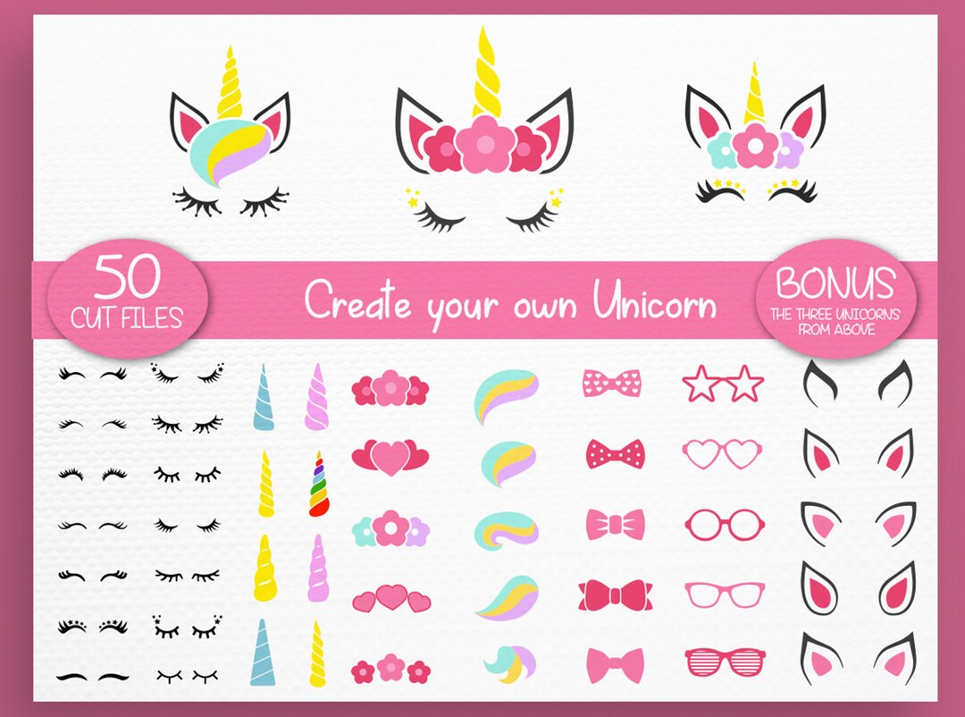 Unicorn SVG Unicorn Kit SVG Create Your Own Cut Files - Etsy