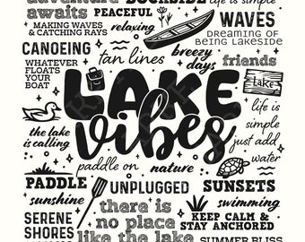 Lake Life Summer Subway Art PNG Digital Download, Summer Vibes, Beach, Hello Summer, Lake Day Sublimation Design, DTG Transfer