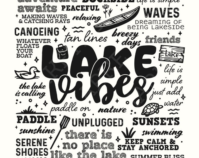 Lake Life Summer Subway Art PNG Digital Download, Summer Vibes, Beach, Hello Summer, Lake Day Sublimation Design, DTG Transfer