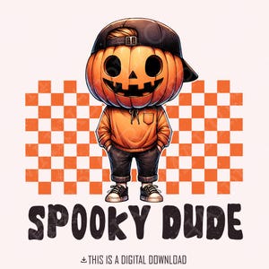 Spooky Dude PNG, Pumpkin Face Halloween, Boy Kid Png Clip Art, Retro Halloween Png, Fall Pumpkin Png, Kids Sublimation, Fall Png