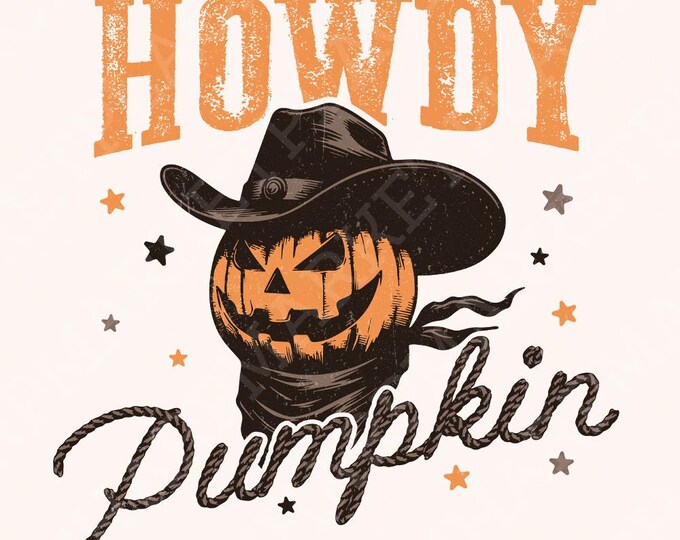 Howdy Pumpkin Western Fall PNG, Retro Halloween png, Autumn Sublimation, Trendy Fall Pumpkin PNG, Coquette, Western Pumpkin, Sublimation PNG