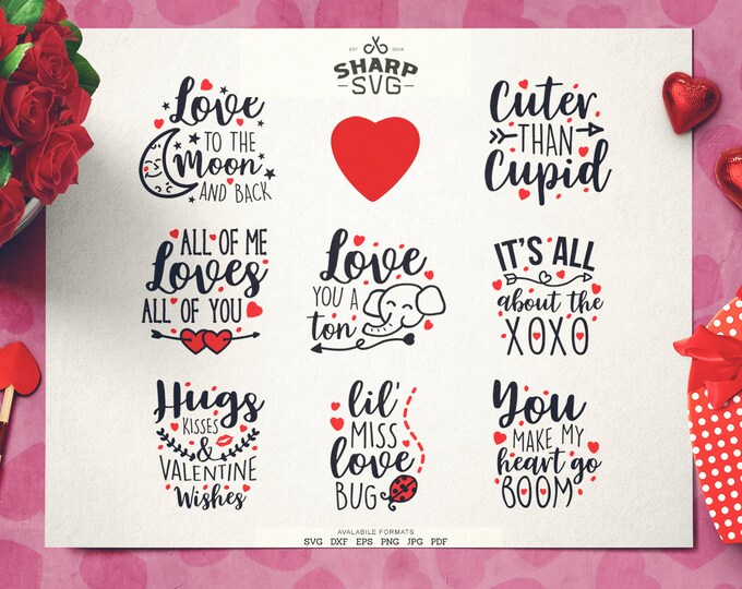 Valentine's Day BUNDLE | Valentine's Day Quotes SVG - Cricut svg files - Silhouette cut files BUNDLE