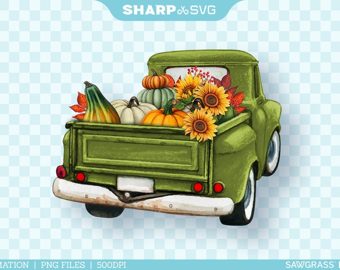 Autumn Truck Sublimation PNG | Fall Watercolor Truck Sublimation PNG - Sublimation Designs Downloads - Sublimation PNG